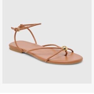 XBKXMK Riekhany Strappy Flat Sandals Size 8 in tan